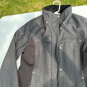 Armani Exchange Gray Coat with Structured Shoulders